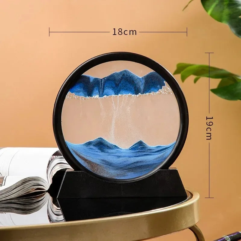 3D Sand Art - Round Glass Deep Sea Sandscape -مرطب الهواء